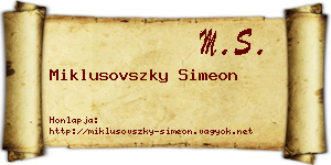 Miklusovszky Simeon névjegykártya